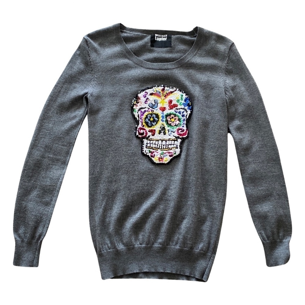 Markus Lupfer Mexican Skull sequined Sweater XS